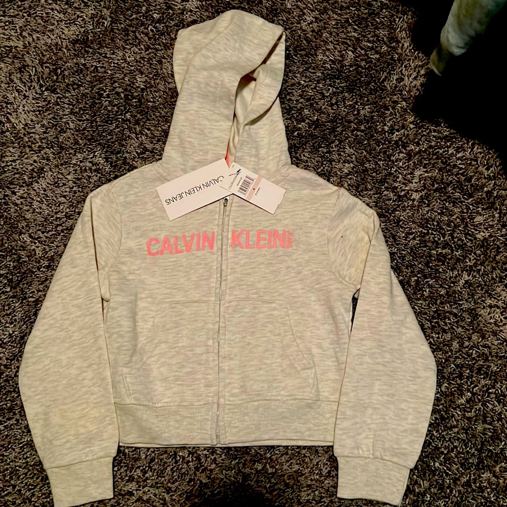 Calvin Klein little girls gray hoodie, size 6 brand new with the tags on it.